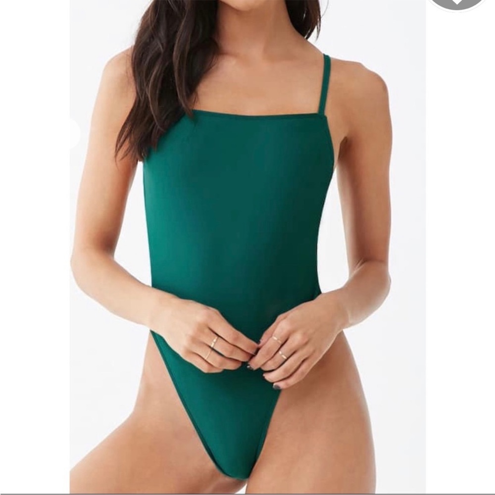 NWT Cheeky Cut One Piece Stripe Bathing Suit new swimsuit Sz S Small Forever 21